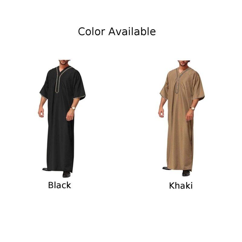 Moda maschile Robe Homewear caftano al ginocchio lungo M-2XL uomini Mens camicia da notte musulmana poliestere Saudi Abaya Short