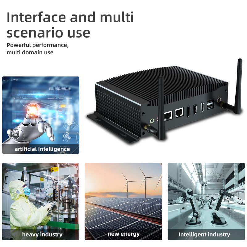 HYSTOU-Mini PC sin ventilador GPIO Intel Core i3 10th 4K, tres pantallas Win10 Linux, Servidor de Cliente de ordenador Industrial resistente