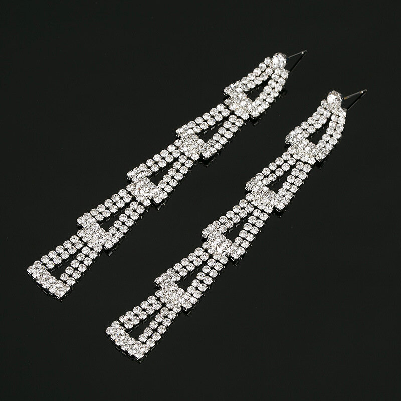 Pendientes de borla exquisita con diamantes de imitación E344, suministro de pendientes