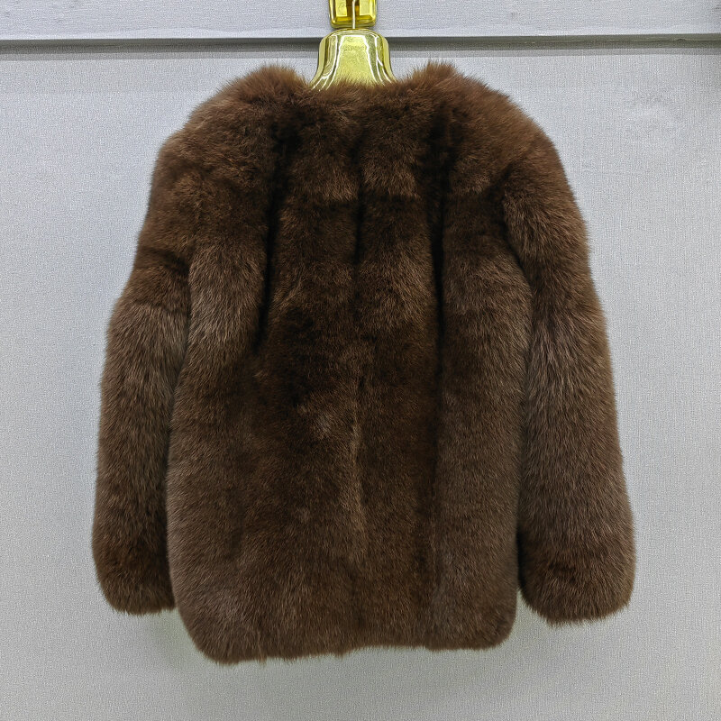 Veste en fourrure de renard 100% naturelle à la mode pour femme, manteau d'hiver chaud et de haute qualité