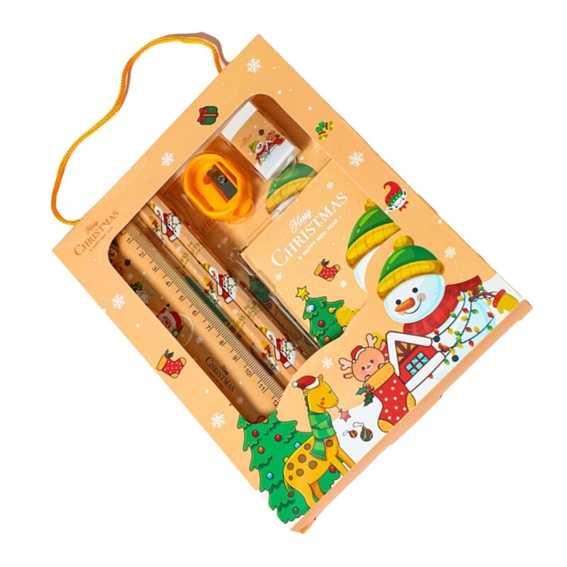 Christmas Gift for Kid, Christmas Pencils, Notes Pad, Erasers, Rulers, Sharpener Dropship