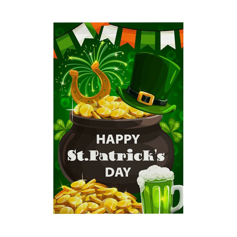 Bendera taman Selamat Hari St. Patrick'S dekorasi GNOME 12x18 inci dekorasi kain Maison hari Irlandia dekorasi pesta dekoratif rumah