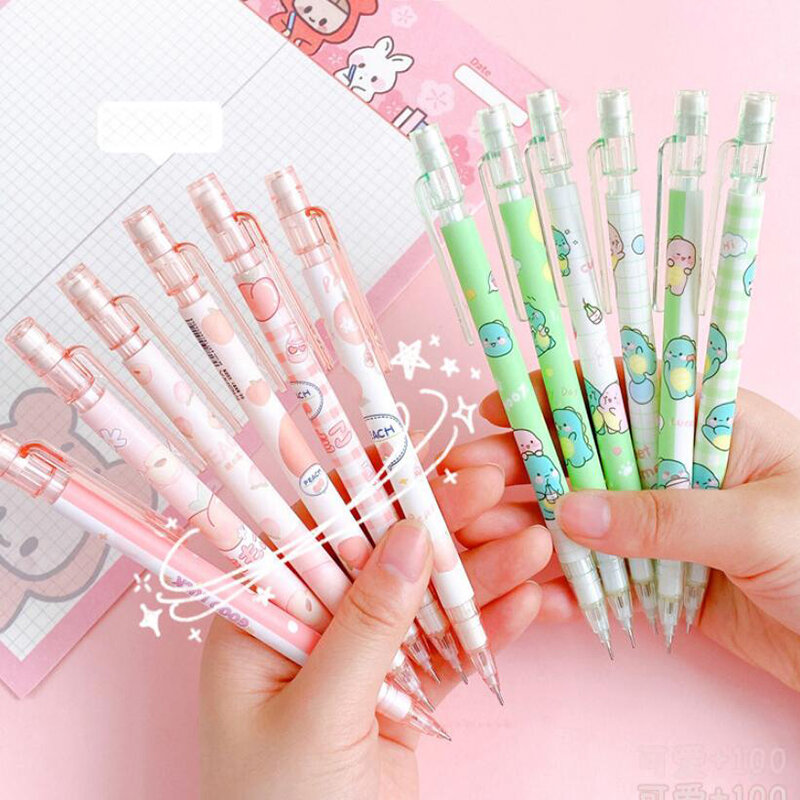 4/6pcs 0.5mm Mechanical Pencils Kawaii Automatic Pencils with Erasers Korean Stationery Cute Pencils School Office Press Pens
