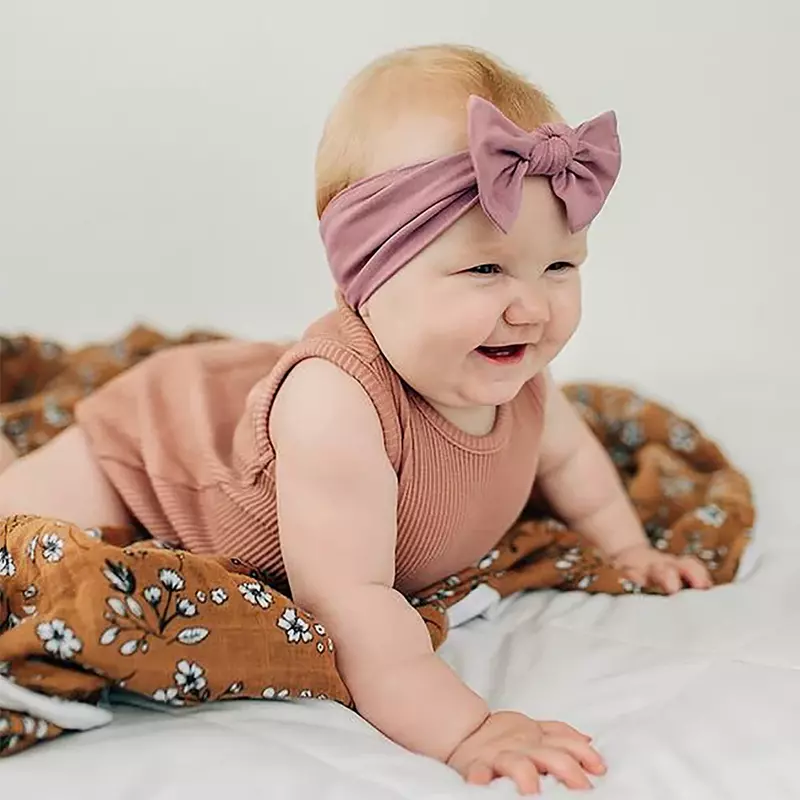 Newborn Solid Color Broadside Bows Headband Kids Girls Elastic Hair Band Hairband Boutique Turban Headwear Baby Hair Accessories