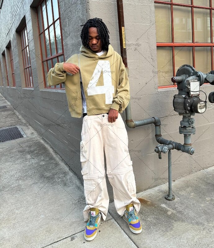 2024 American Street Hip-Hop Mode Kleidung y2k Harajuku Retro Reiß verschluss Sweatshirt Männer vielseitig gedruckt lässig übergroßen Hoodie