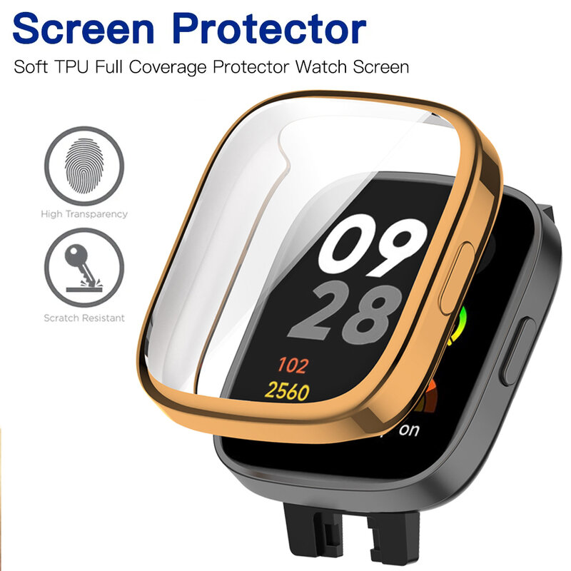 Funda protectora de pantalla de TPU para Xiaomi Redmi Watch 3 Active/Lite, carcasa protectora completa para reloj Redmi Watch 3