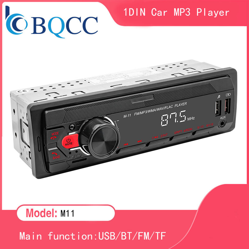 Autoradio stéréo M11, lecteur MP3 numérique, Bluetooth, radio FM, musique audio stéréo, USB, SD avec entrée AUX intégrée au tableau de bord