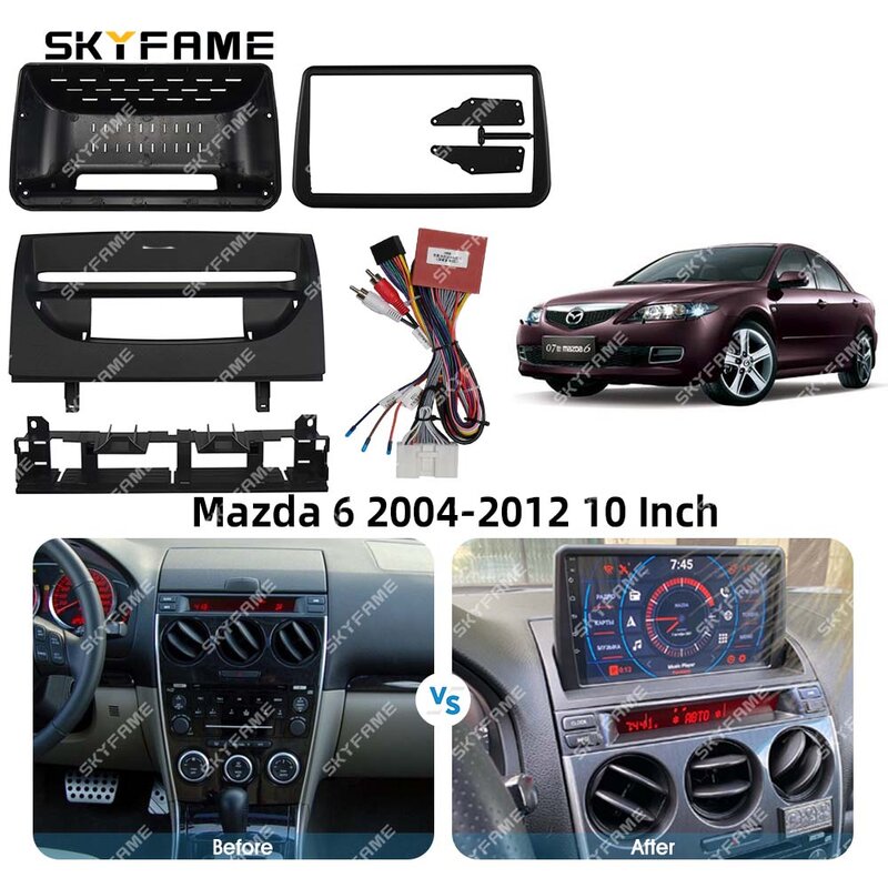 SKYFAcloser-Adaptateur de Fascia de cadre de voiture, kit de panneau de montage audio de tableau de bord radio Android pour Mazda 6