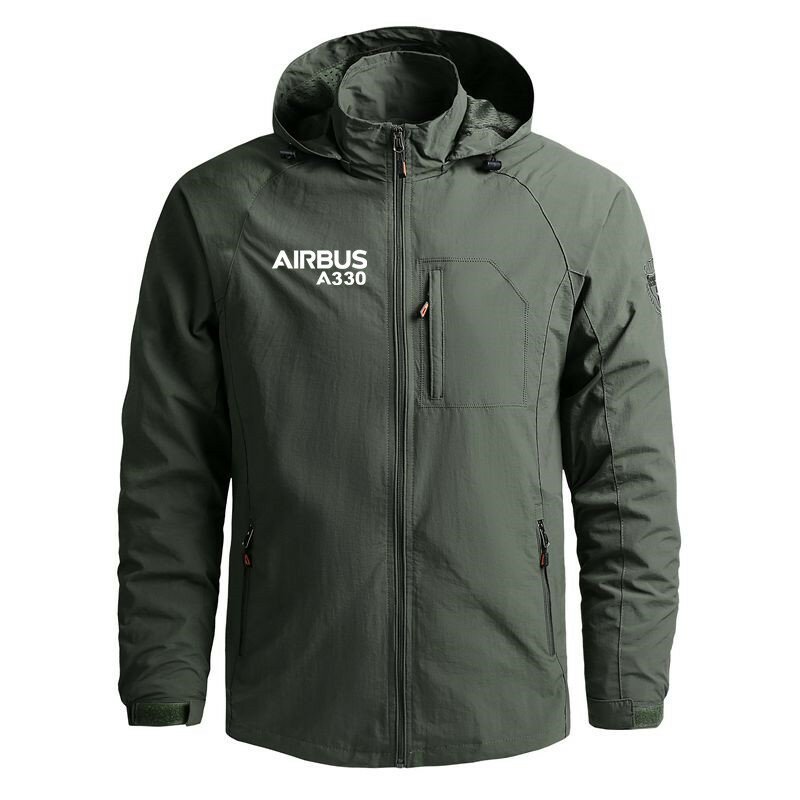 Jaqueta de voo com capuz masculina, corta-vento impermeável, casaco militar ao ar livre, jaqueta casual com zíper, Airbus A330, novo, 2022