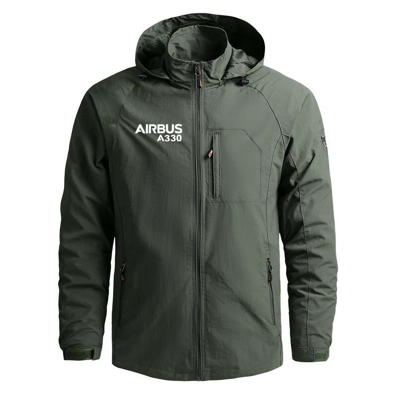 Chaqueta militar impermeable para hombre, cortavientos de vuelo Airbus A330, con capucha y cremallera, informal, novedad de 2024