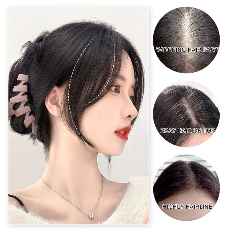 3D Curtain Bangs Natural Human Hair Bangs Clip-in Extensions Invisible Hairpieces Side Fringe Huam Hair for Women Daily Wear