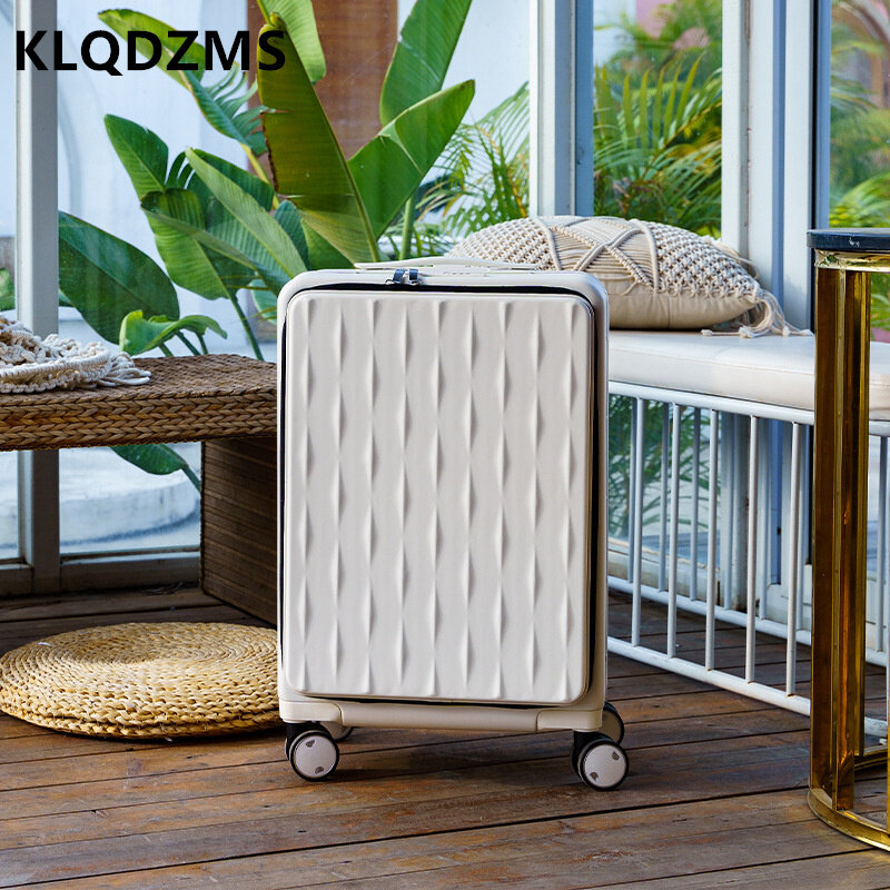 KLQDZMS Business Portable Luggage Aluminum Frame Anti-Compression And Anti-Fall Travel Box 20"24" Front Open Boarding Case