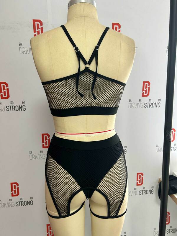 Summer Women Set Sexy Underwear And Fishnet High-Waisted Shorts Set Transparent Fashion Lady Slim Two-Piece Set