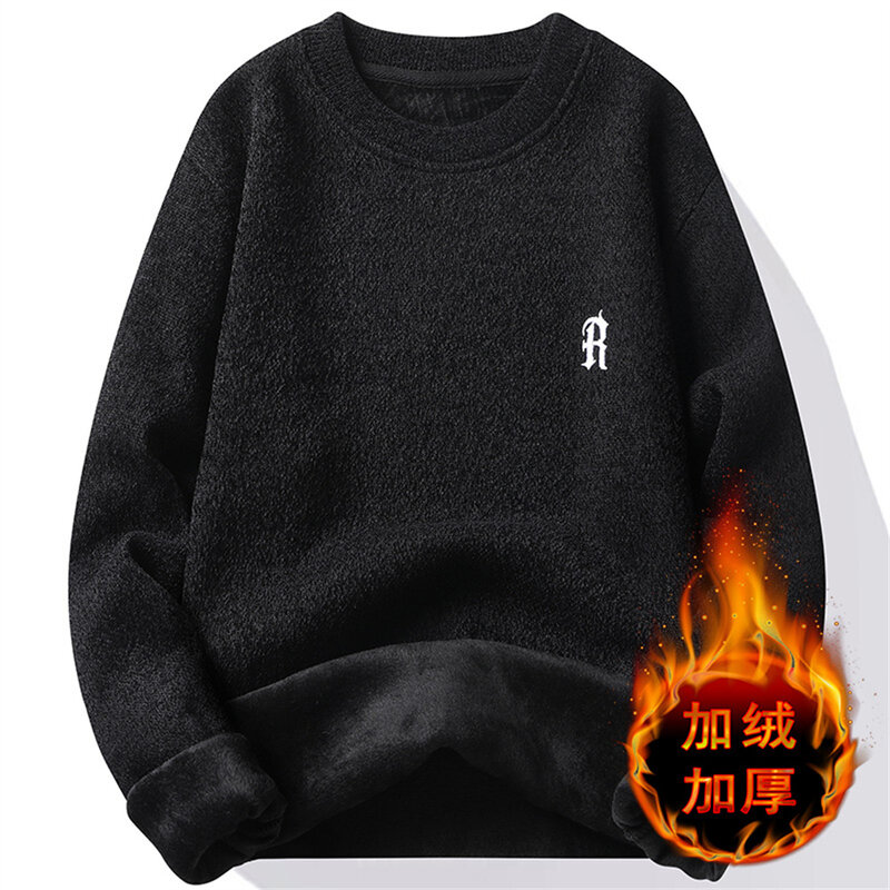 Fashion Men's Sweater Autumn Winter Solid Color Knit Pullover Round Collar Comfortable Long Sleeve Wool Men's Casual sweater