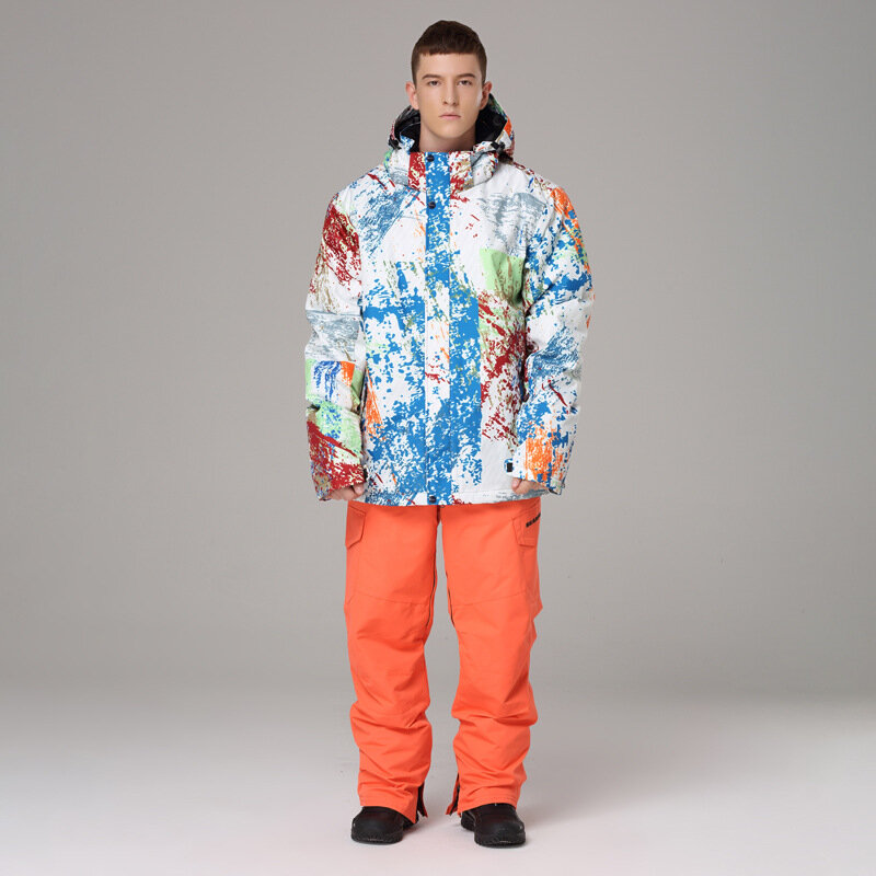SEARIPE narty komplet garniturów męska odzież termiczna wiatrówka wodoodporna zimowa ciepła kurtka Snowboard płaszcze spodnie sprzęt Outdoor