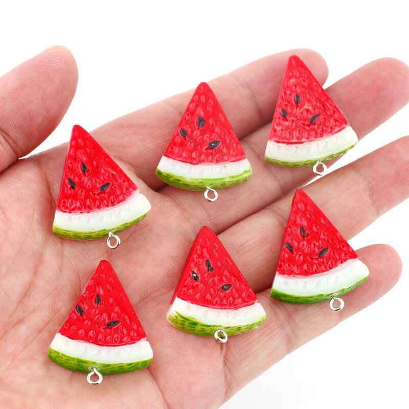10pcs/lot resin fruit watermelon charms pendant for necklace bracelet earring Diy jewelry making accessories keychain findings