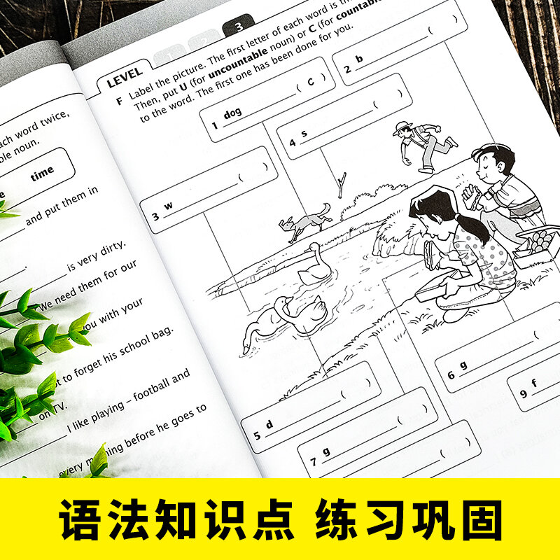 Libro de trabajo de gramática inglesa para escuela primaria, material de enseñanza para grados 1-6, 1 versión original en inglés de Singapur