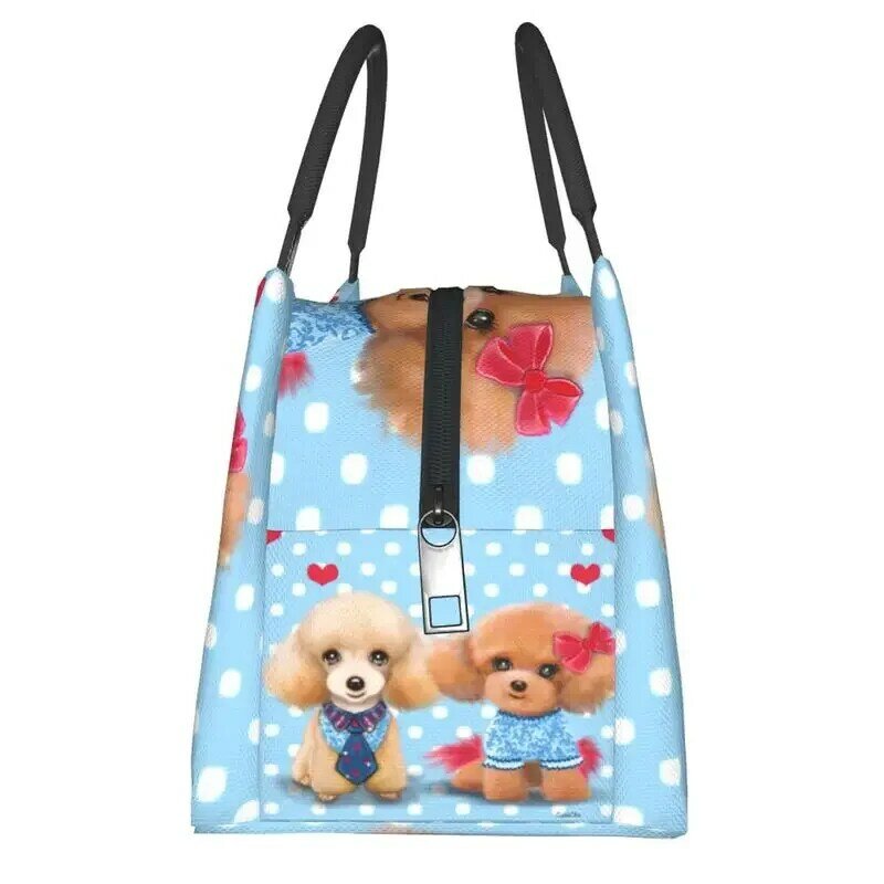 Custom Sweet Poodles Pups Lunch Bags Men Women Cooler Thermal Insulated Lunch Boxes for Picnic Camping Work Travel