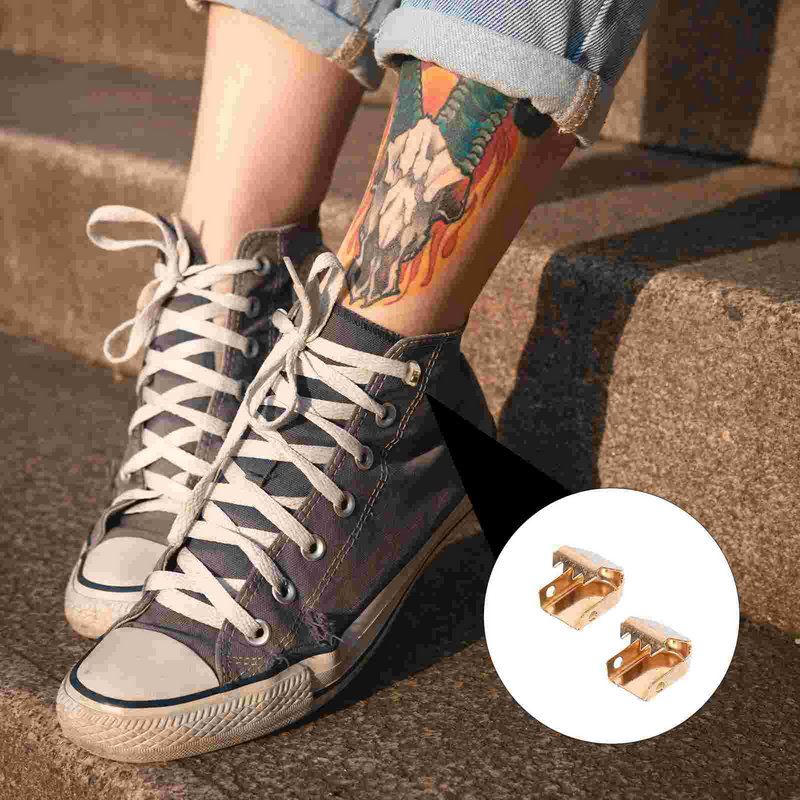 100 buah klip tali sepatu Sneaker tahan lama tali gesper konektor gesper Premium tali sepatu kunci logam baja tahan karat ekor