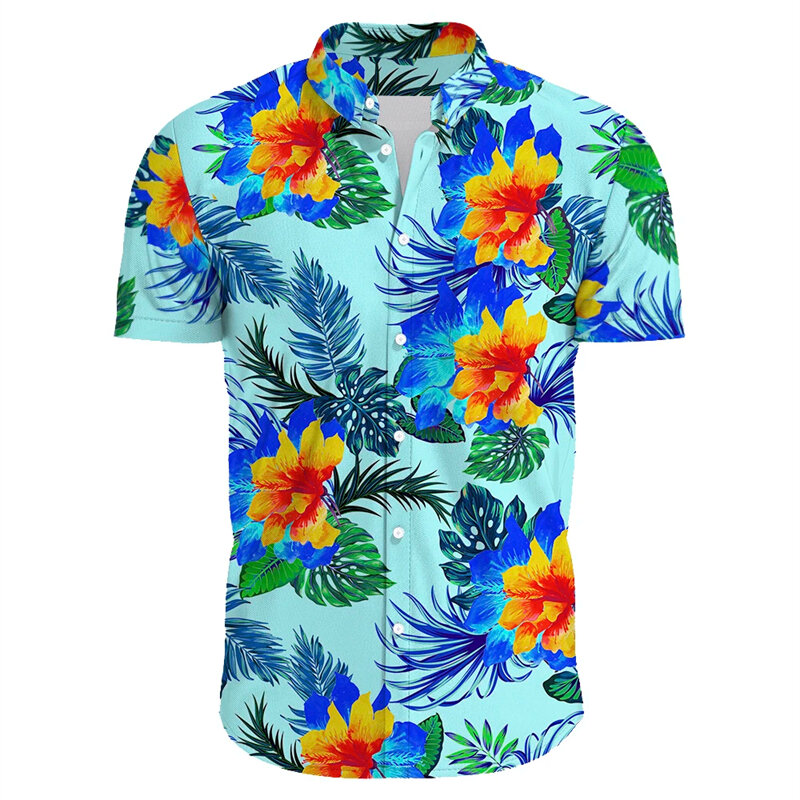 Летняя дышащая модная мужская блузка Y2k с 3D-принтом, с коротким рукавом для отдыха на пляже, повседневная одежда