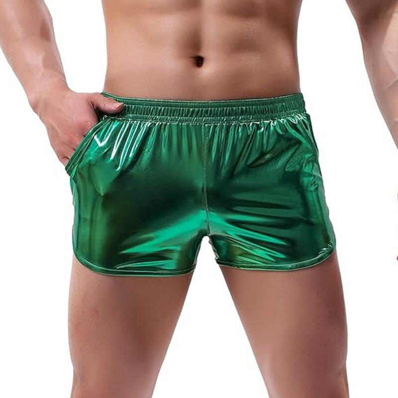 Outdoor-Urlaub Shorts Männer Shinny Shorts einfarbige Unterhose lässig elastische Taille elastische Taille männlich bequem