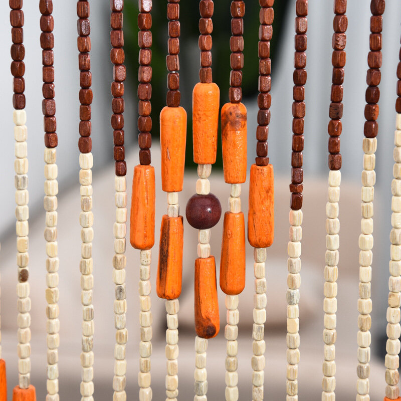 Onda Densa Franja Cortina Beads, Madeira De Bambu, Decoração Artesanal, Sobre A Porta, Corda Borla, 60 Linhas, Gancho Tipo Rod