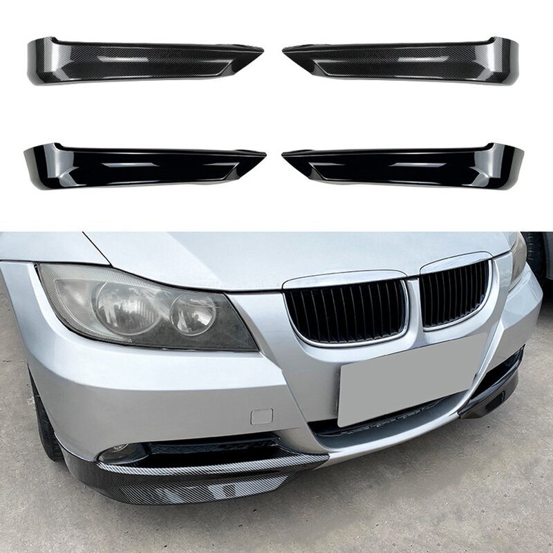 For BMW 3 Series E90 E91 Pre 320I 330I 2005-2008 Front Bumper Lip Angle Diffuser Splitter Spoiler Protector Glossy Black