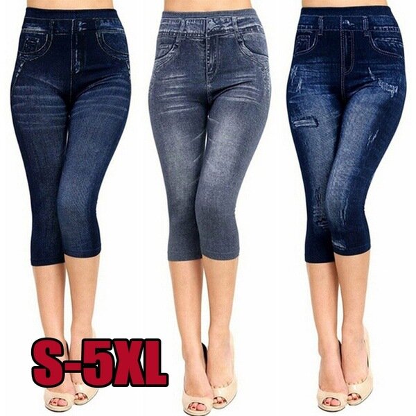 Jeans wanita musim semi/musim panas 2023 baru penjualan laris kasual modis katun imitasi celana dalam Denim Hollow Out legging seksi