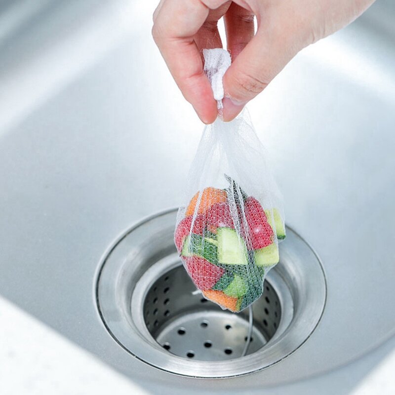 400 buah dapur anti-menyumbat Filter wastafel cuci piring pembuangan saringan residu kantong sampah tas potongan air