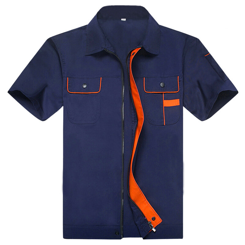 เสื้อผ้าทำงานฤดูร้อนสำหรับชายสั้นแขนบาง Breathable ช่างชุดซ่อมโรงงานเสื้อผ้าทำงาน Suit4XL