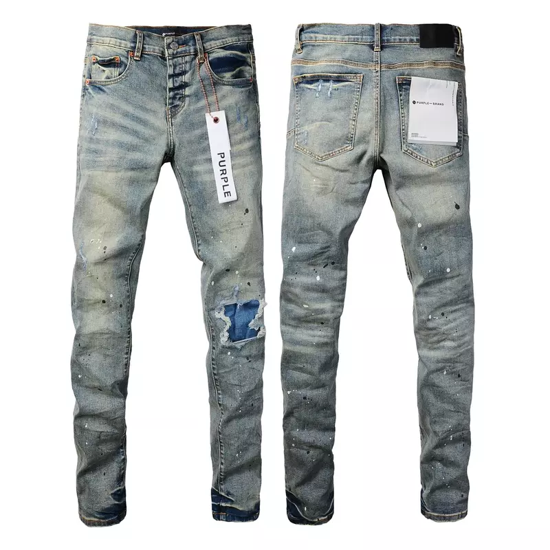 Фиолетовые брендовые джинсы 1:1, модные высококачественные облегающие джинсовые брюки с низкой посадкой