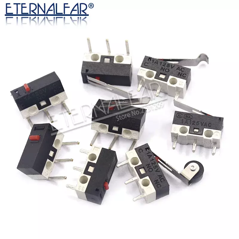 Micro Limit Switch Momentary Push Button Switch 1A 125V AC Mouse Switch 3Pins Long Handle Roller Lever Arm SPDT 12* 6 *6mm
