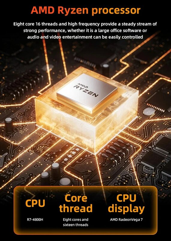Computador PC Mini Gaming, AMD Ryzen 7, 4500U, 5500U, 5700U, 32GB, DDR4, 512GB, SSD de 1TB, Desktop, WiFi6, NUC