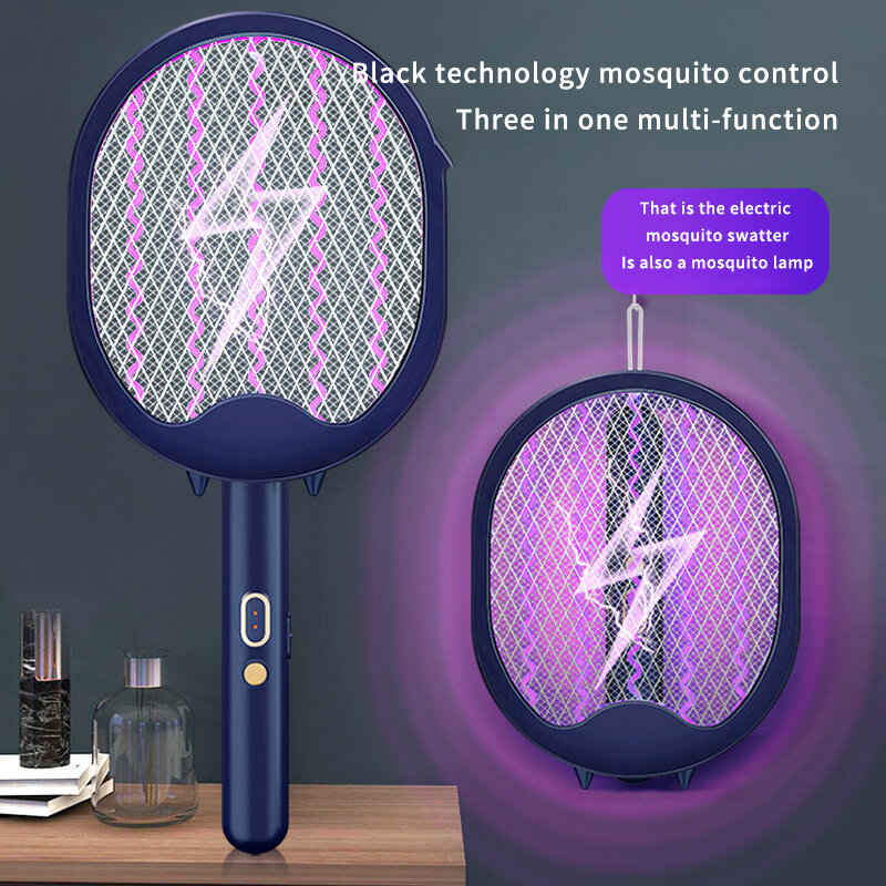 3200v Electric Flie Swatter 모기 킬러 Swatter USB 충전 UV 트랩 라켓 안티 곤충 킬 플라이 가정용 버그 Zapper Killer