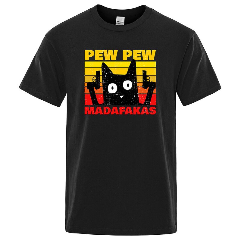 Cartoon Pew Pew Mdafakas Prints Male T Shirts Oversized Brand Tshirts High Quality Clothing Fashion Breathable T-Shirts Man's