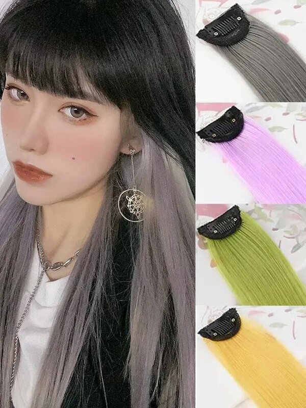 12 pcs /SET Synthetic Hair Extensions, Multi-color Party Highlight Clip Style Synthetic Hair Extensions For Women