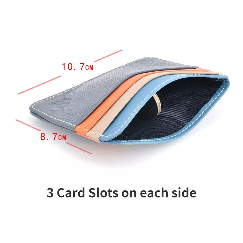 Retro pierwsza warstwa prawdziwej skóry torba na karty z gniazdem na karty 7 Super cienkie portfelem z prawdziwego pojemnik na kartę bankową skóry 100% portmonetka