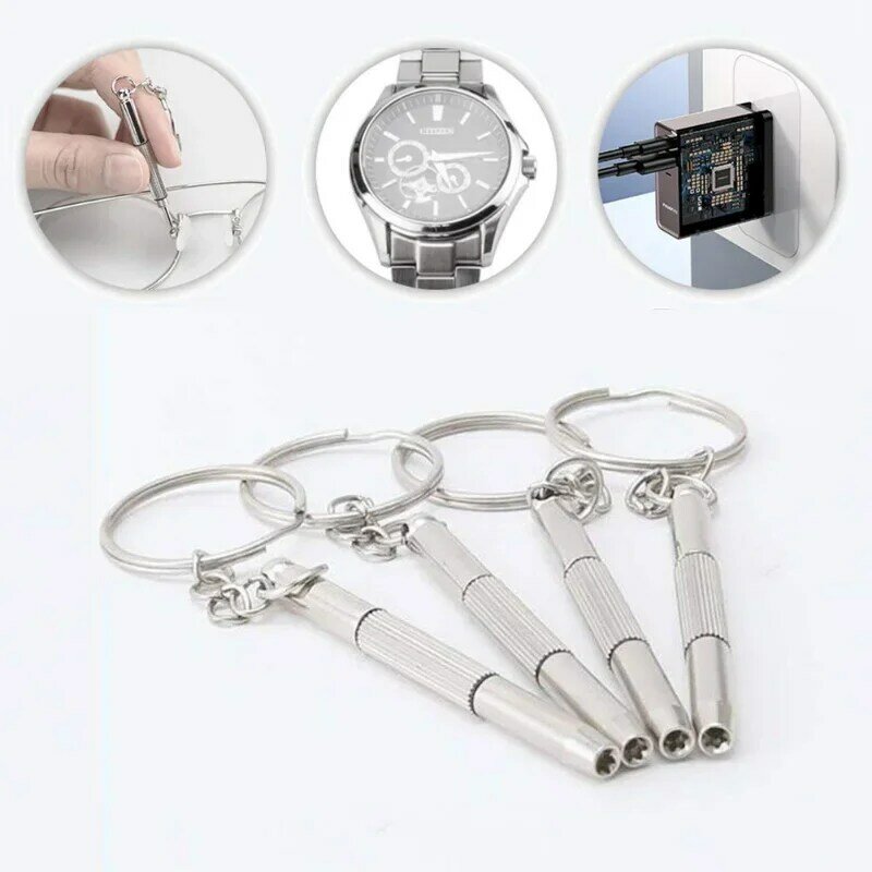 10 BH jam tangan obeng kacamata portabel, Gantungan Kunci peralatan reparasi presisi 3 dalam 1