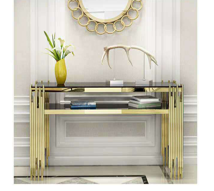 Bezpośrednia sprzedaż fabryczna, gorąca sprzedaż w Europie i Stanach Zjednoczonych, nowoczesny luksusowy złote biurko na ganku