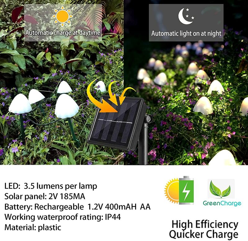 IP65 luci solari impermeabili da giardino luci solari da esterno luci solari a fungo lampadina a LED solare per la decorazione domestica del Patio del prato inglese