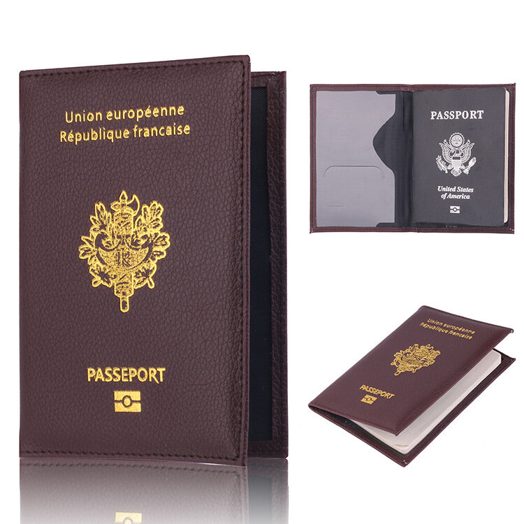 Обложка для паспорта, защитный чехол с RFID-защитой для мужчин и женщин, Европейский союз, Франция, удостоверение личности, банковских карт, дорожная сумка для хранения документов, подарок