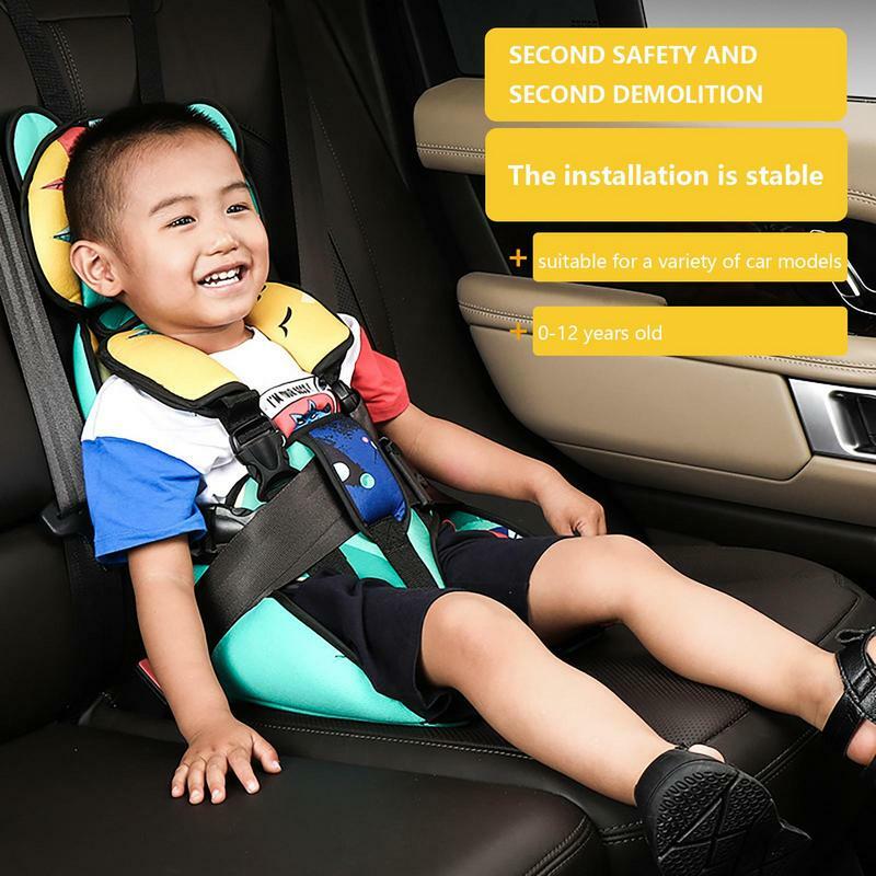 Kinderzitje Auto Kinderzitje Baby Veiligheidszitje Matras Kussen Voor Kinderen 0-12 Jaar Oud Eenvoudige Auto Draagbare Veiligheidsgordel Voor Reizen