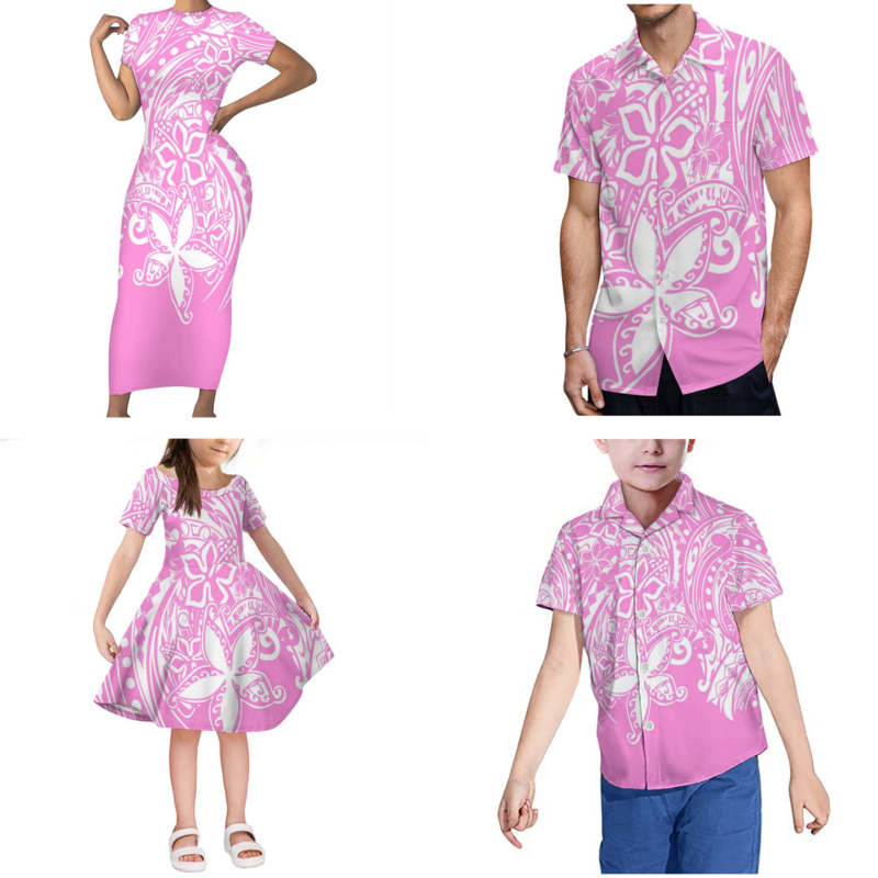 Новый дизайн 2024, индивидуальная Повседневная одинаковая семейная одежда, полинезийское платье Tonga для маленьких девочек, Самоа