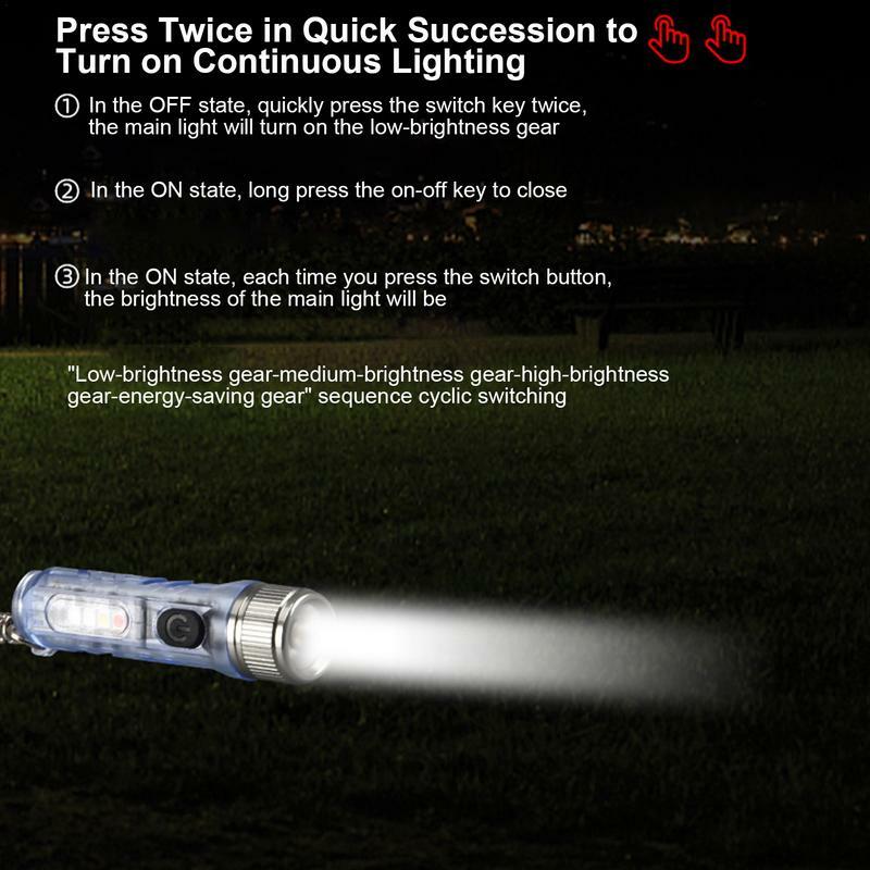 Miniatur-LED-Schlüsselbund-Taschenlampe Blitzlichter mit Typ-C-Schnell la deans chluss Mini-Taschenlampe mit Typ-C-Schnell la deans chluss für