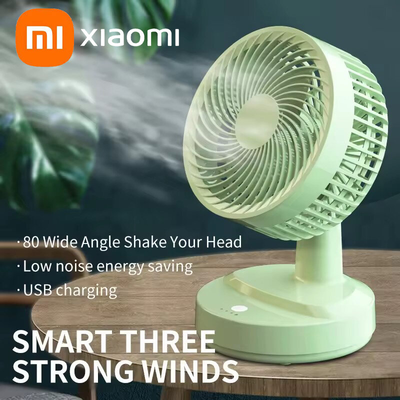 2024 Xiaomi Original New Home Rechargeable Shaking Head Fan Student Dormitory Desk Table Mute Table Fan USB Air Circulation Fan
