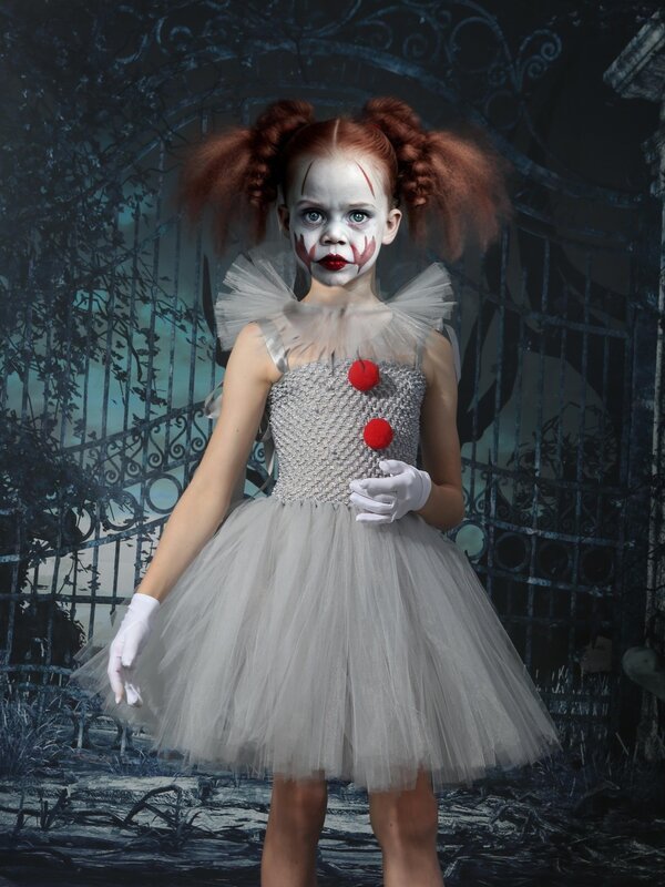 New Clown Girl Tutu Dress Children's Gauze Princess Dress Set Children's Halloween Performance Costume