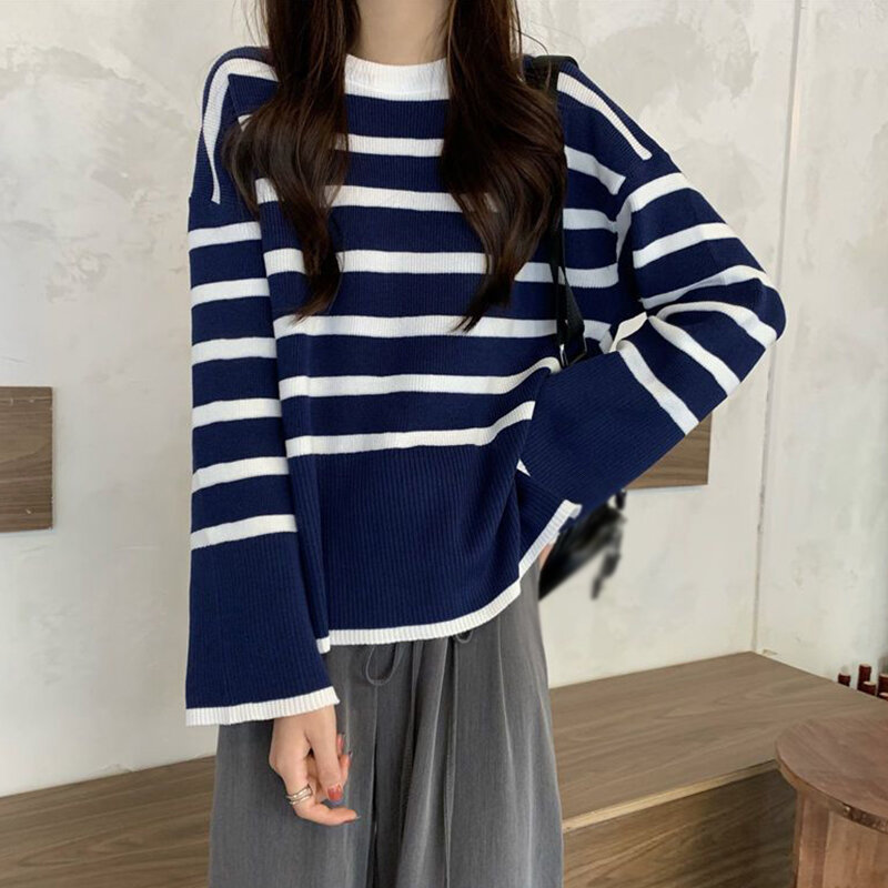 Knitted Pullover Sweater Retro Women's Pullover Top Autumn Winter Casual Loose