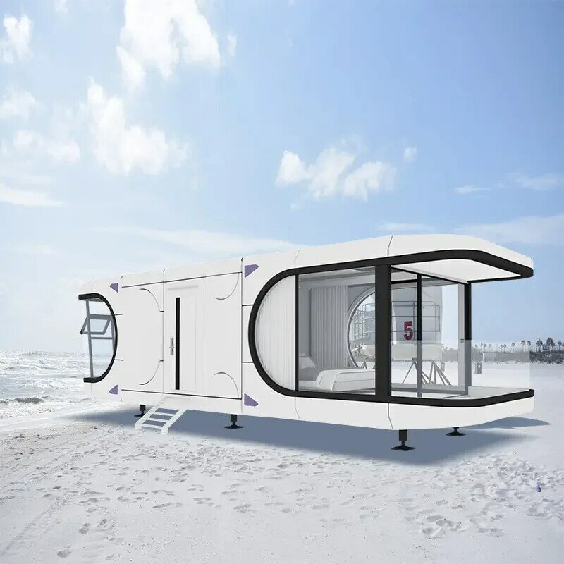 Rumah wadah Prefab, modul rumah kapsul luar angkasa, desain Modern disesuaikan pabrik dibangun tenda tidur kapsul M2