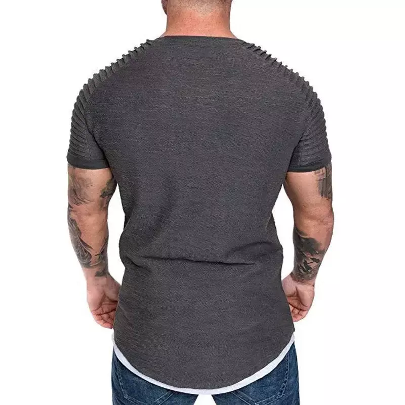 Мужская приталенная футболка, повседневная Однотонная футболка, модель A1567