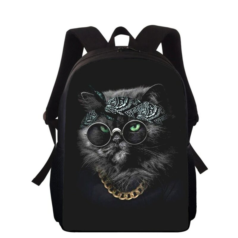 かわいいペットの猫15インチ3Dプリントキッズバックパック男の子の女の子のバックパック学生の学校のブックバッグ